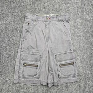Y2K Bugle Boy Mens Size W30 Gray Cargo Shorts Multi Pocket Utility Skater
